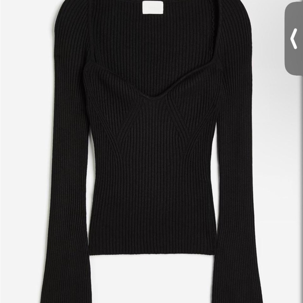 H&M Black Ribbed Long Sleeve Top